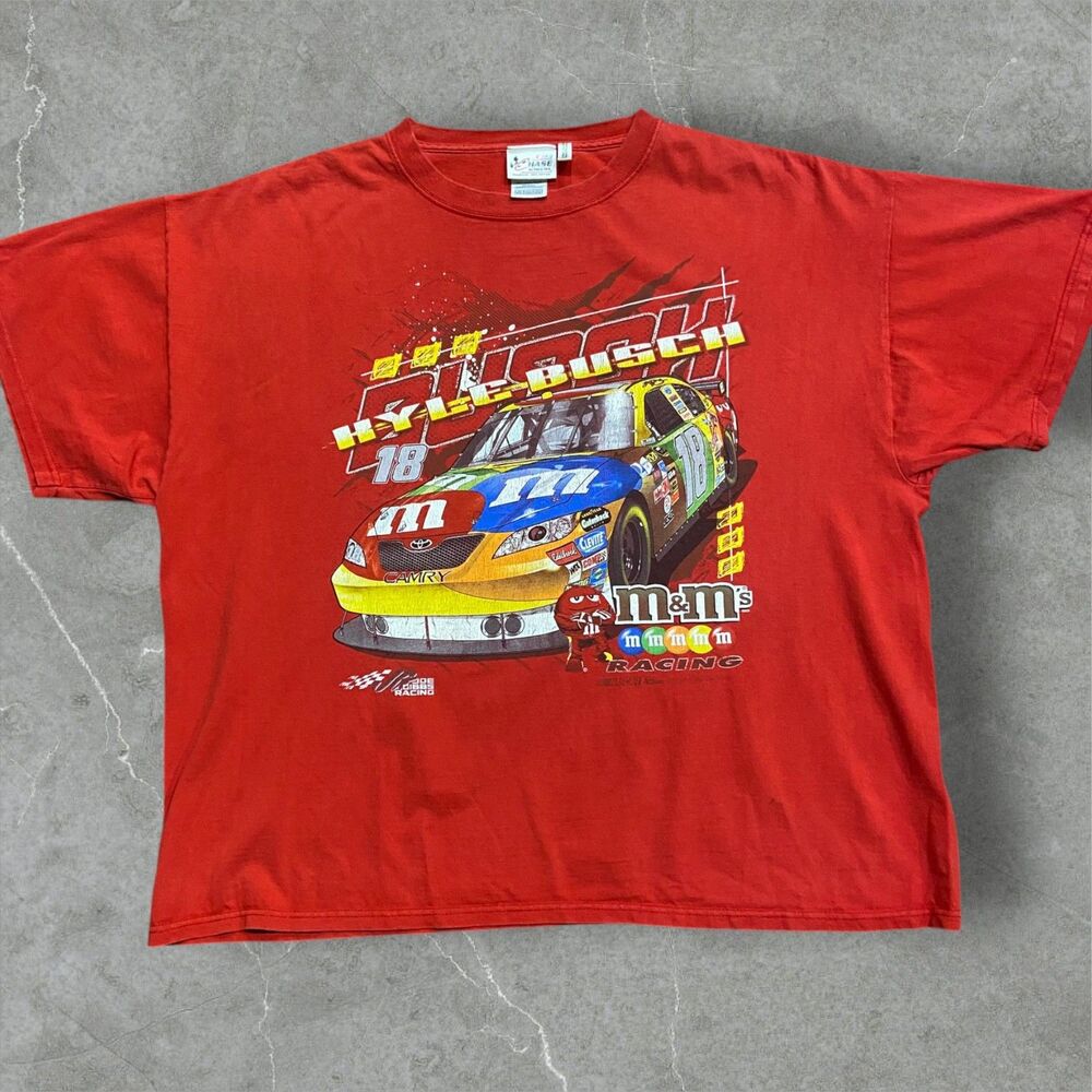 Chase Authentics Kyle Busch M&M's Red Nascar Racing T-Shirt Red Men's Size 2XL